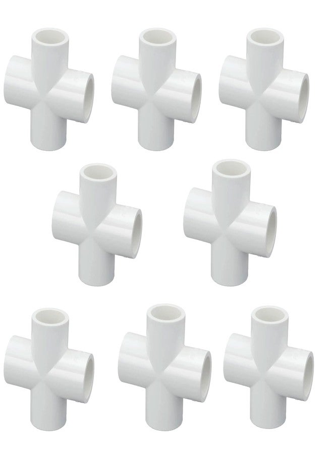 Aitchcy Heavy Duty 4 Way Tee Four Way Elbow for PVC Pipes having Outer Diameter | Heavy Duty 4 Way Connector for Furniture & DIY | 4 Way PVC Cross Tee (21mm 8pc) - Image 1